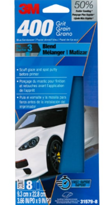 3M™ Blue Sandpaper 31579-8, 3 2/3 in X 9 in, 400 G