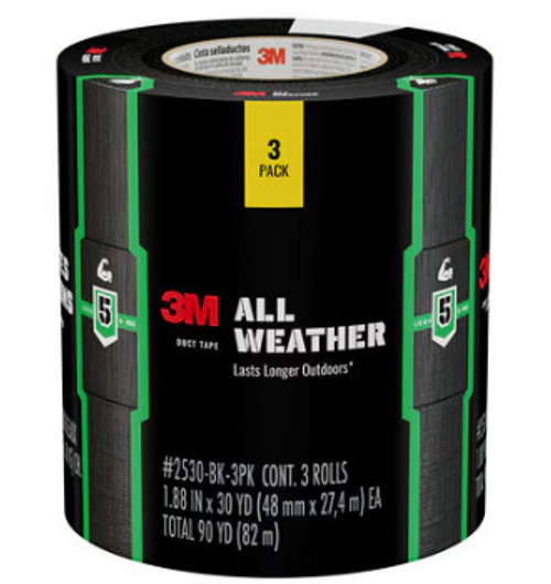 3M™ Super Tough™ All Weather Black Duct Tape 3-pack 2530-BK-3PK, 1.88 in x 30 yd