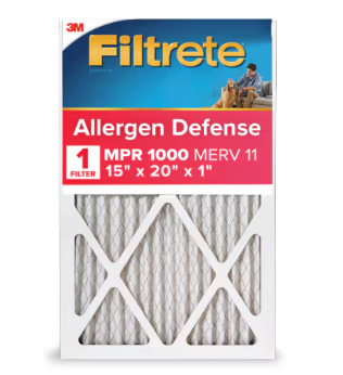 Filtrete™ Allergen Defense Filter, 1000 MPR, 9806-4, 15 in x 20 in x 1 in