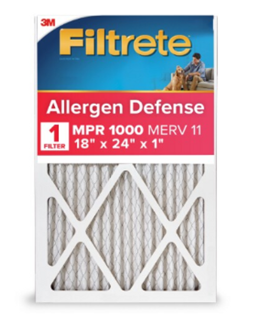 Filtrete™ Allergen Defense Air Filter, 1000 MPR, 9821-4, 18 in x 24 in x 1 in Filtrete™ Allergen Defense Air Filter, 1000 MPR, 9821-4, 18 in x 24 in x 1 in