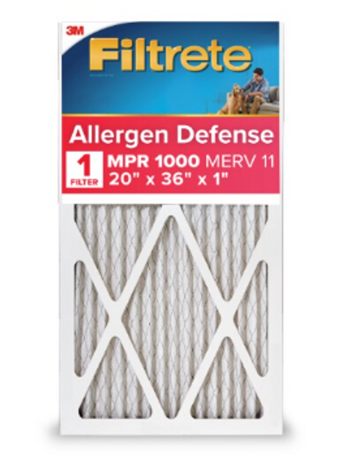 Filtrete™ Allergen Defense Air Filter, 1000 MPR, AL43-4, 20 in x 36 in x 1 in