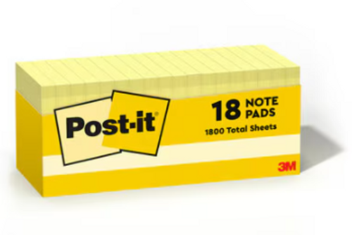 Post-it® Notes 654-18CP, 3 in x 3 in