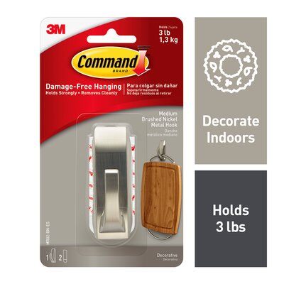 Command™ Modern Reflections Large Hook with Water-Resistant Strips  MR03-SN-BES