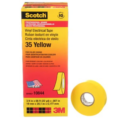 Scotch® Vinyl Color Coding Electrical Tape 35, 3/4 in x 66 ft, Yellow