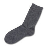 A grey business sock featuring a simple design and a subtle logo. Suitable for formal or casual wear.