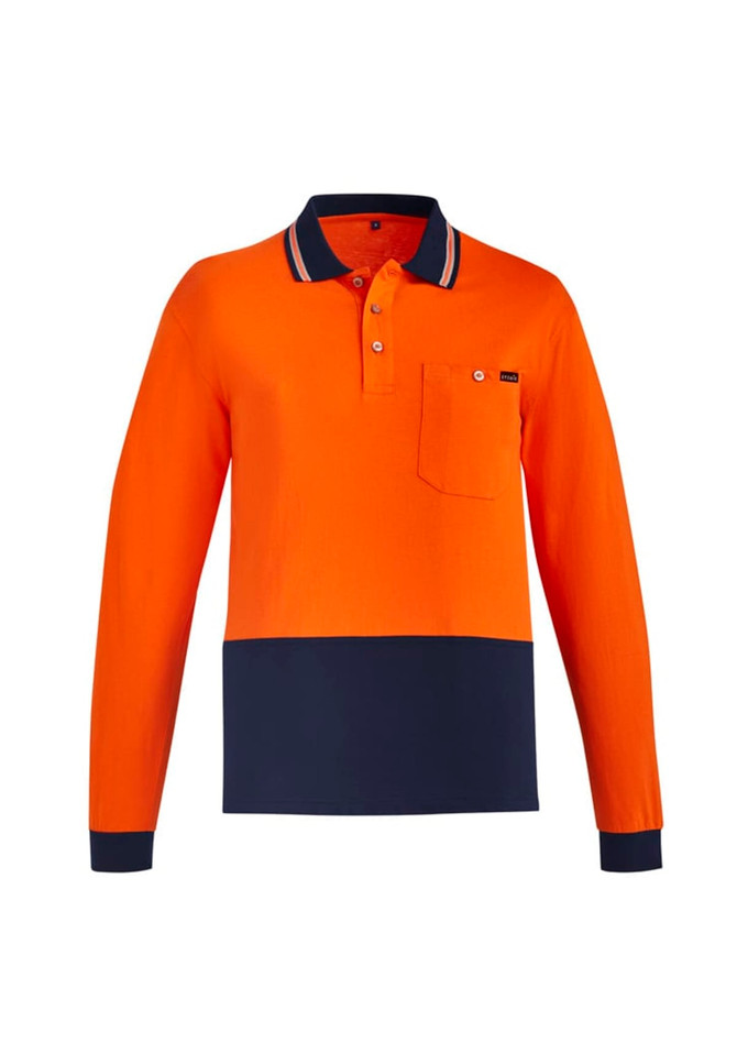 Mens Hi Vis Cotton Long Sleeve Polo