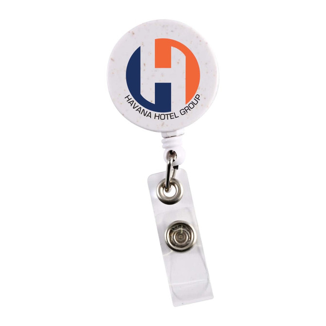 Retractable Badge Holder Wheat Straw