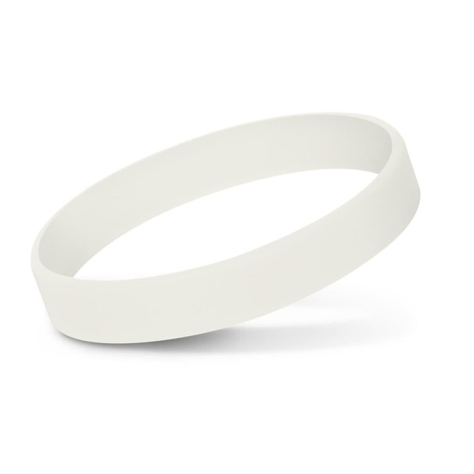 A silicone wristband that glows in the dark, shown in a plain and simple design.
