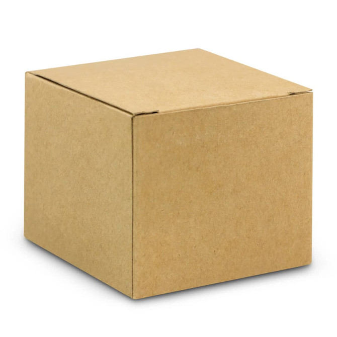 A brown cardboard box with a square shape, featuring no visible logos or text.