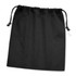 A large black cotton gift bag with a drawstring closure and no visible branding.