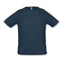 A navy blue SOLS Sporty Men’s T-Shirt featuring short sleeves and a small logo.