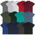 A collection of polo shirts in various colours, including grey, white, red, green, blue, and black, all with a logo.