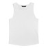 A white men's tank top featuring a simple design and a logo on the label.