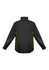A unisex black jacket featuring yellow accents and a logo, designed for various outdoor activities.