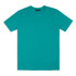 A vibrant teal unisex t-shirt with a classic crew neck design and short sleeves. It has a logo on the label.