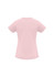 A pink women's short sleeve tee with a fitted design and a logo on the back.