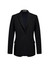 A black longline blazer with a single button and two front pockets. The jacket has a modern, tailored style.
