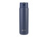 A drink bottle in navy blue with a sleek design and a lid, featuring a logo on the front.