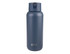 A drink bottle in navy blue with a secure lid and a small spout, featuring a logo on the front.