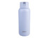 A drink bottle in light blue with a logo at the bottom. It features a secure lid and a sleek design.