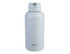 A drink bottle in light blue with a screw-on lid and a logo on the front, featuring a smooth, matte finish.