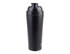 A drink bottle in matte black, featuring a screw-on lid and a logo. Ideal for protein shakes or beverages.