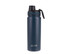 A drink bottle featuring a vacuum design, 550ml capacity, screw cap, and a matte navy finish. It has a logo.