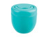 A drink bottle featuring a turquoise design with a rounded shape and a lid, complete with a logo.