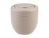 A vacuum food pod in a soft beige colour with a smooth, rounded design and a lid featuring a circular opening.