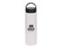 A drink bottle in white with a black carry lid and a logo.