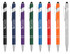 A collection of Colombo Stylus Pens in black, purple, blue, green, red, orange, and silver, each featuring a logo.