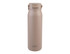 A drink bottle featuring a matte beige finish, with a secure lid and branding logo.