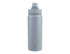 A drink bottle in matte grey with a quick release cap and a logo on the side.