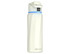 A drink bottle in white with a blue accent and a logo, designed for hydration and featuring a secure lid.