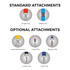 A promotional Crest Lanyard in various colours with standard and optional attachment types shown.