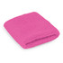 A pink wrist sweat band made of textured fabric, folded neatly. It features a simple design with no visible branding.