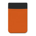 An orange Lycra phone wallet with a black top section, featuring a logo.
