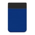 A slim blue Lycra phone wallet with a black top section and a simple design, featuring a logo.