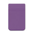 A purple Lycra phone wallet with a slot for cards. It has a smooth, textured surface and rounded edges.