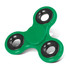 A fidget spinner in vibrant green color with black bearing caps.