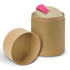 A drink bottle with a pink lid in a natural-coloured cardboard container, featuring an outer sleeve.
