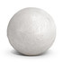 A round white bath bomb with a smooth surface, featuring minimal detailing and a soft sheen.