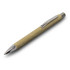 A plastic pen with a kraft paper barrel and silver accents, featuring a clip and smooth writing tip.