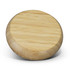 A round bamboo mirror with a smooth surface, showcasing its natural wooden texture and colour.