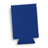A drink bottle cooler in blue with a bottom cut-out and a simple design. It includes a logo.