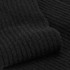 A black ribbed texture of a scarf and beanie set. The fabric appears soft and warm. Features a brand logo.