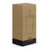 A drink bottle in a rectangular cardboard box with a straw, featuring a simplistic design and a logo.