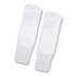 Fluffy white grip socks with a textured surface, featuring a logo on one side.