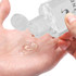 A clear hand sanitiser gel being dispensed from a 60ml bottle onto a palm. The bottle features a flip-top lid.