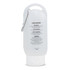 A gel hand sanitiser in a clear 55ml bottle with a clip, featuring a white design and a logo.